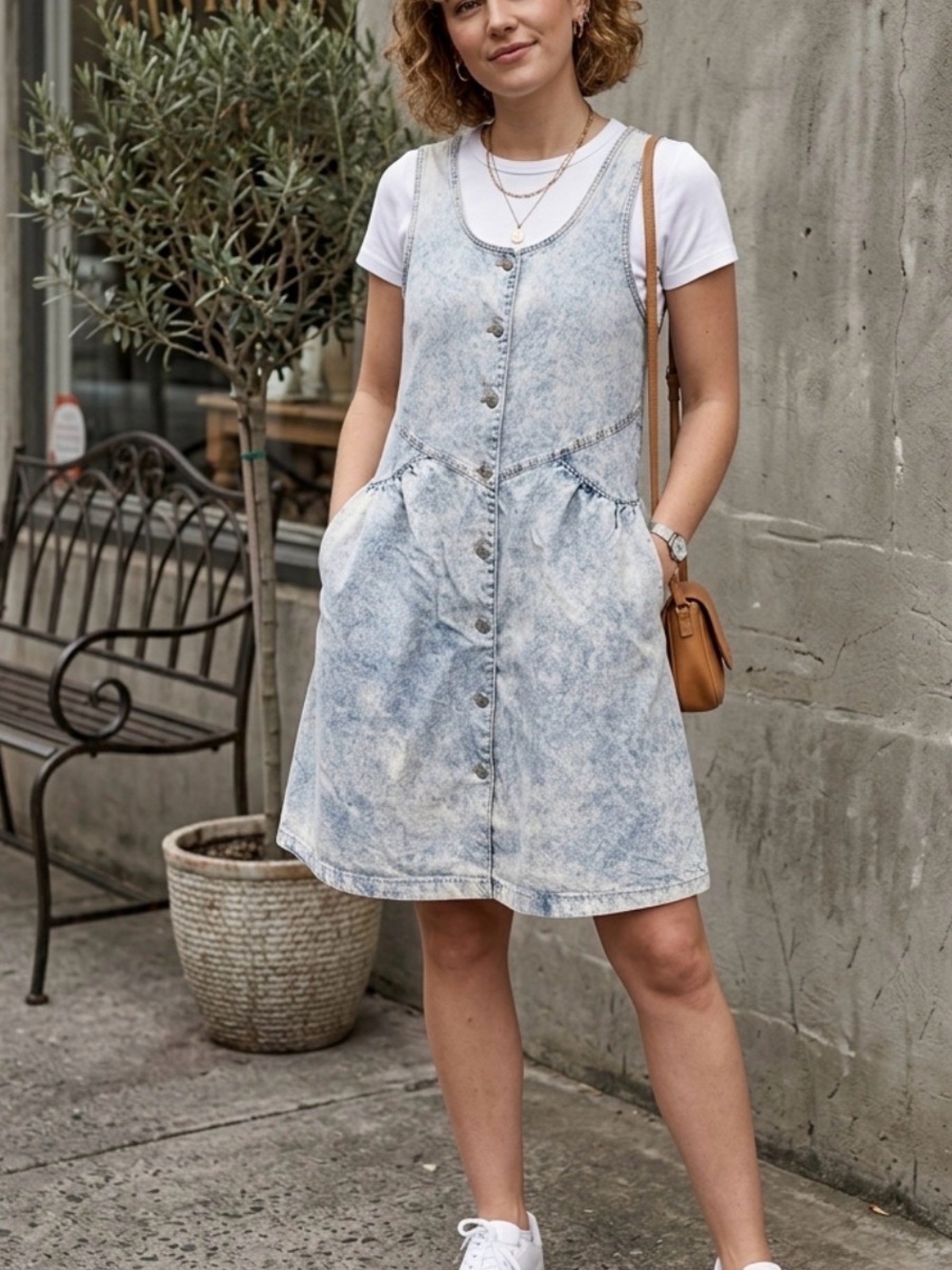 Vintage Gitano Light Blue Acid-Wash Denim Top